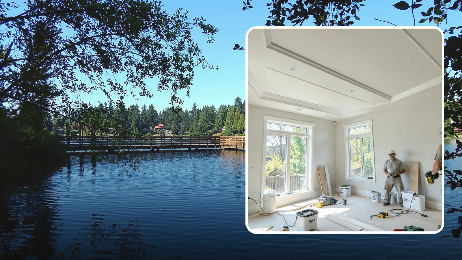 Tray Ceiling Construction in Federal Way, King County, WA - A recessed tray ceiling that adds subtle height, elegance, and visual interest to a room.