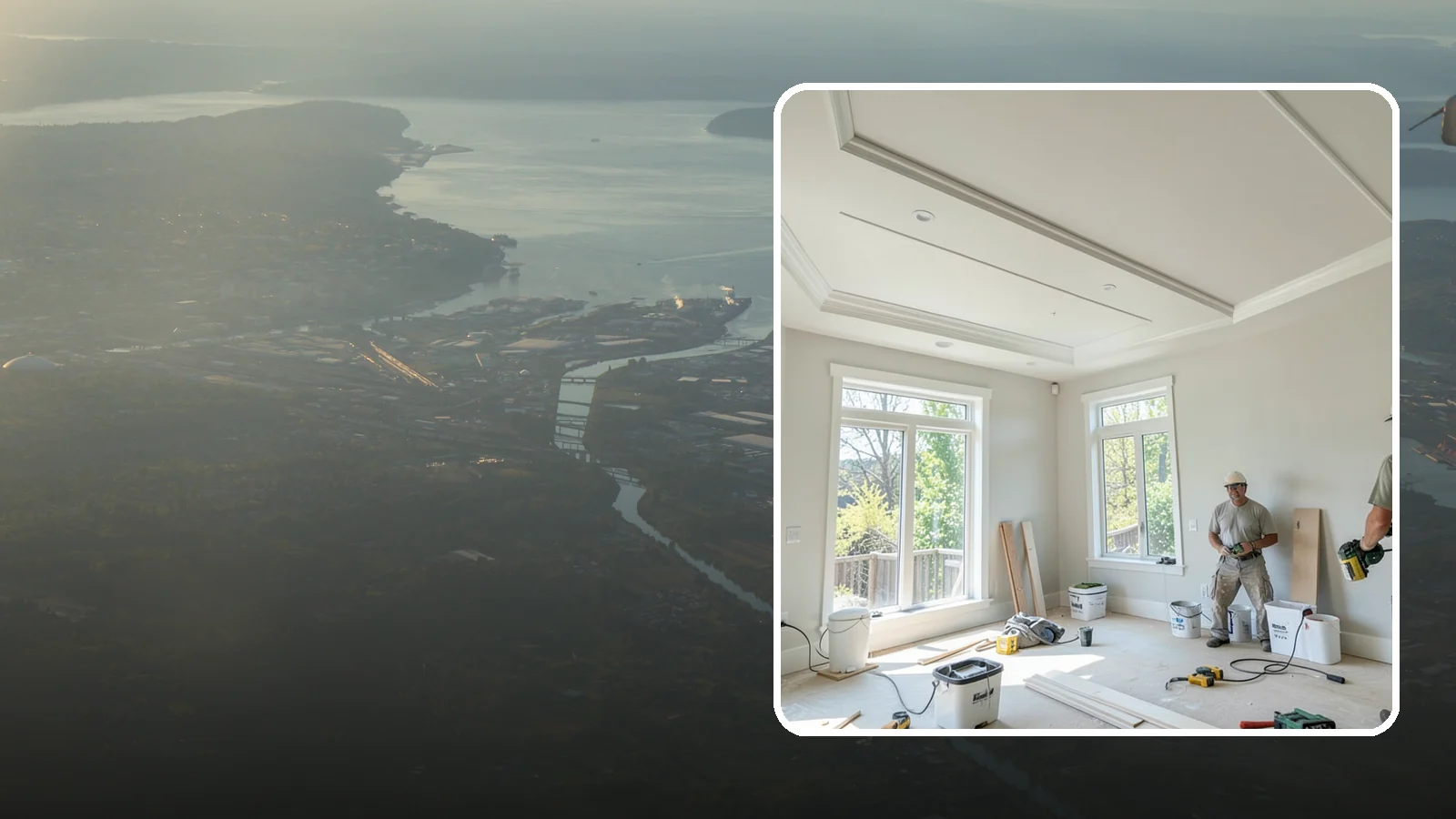 Tray Ceiling Construction in Fife, Pierce County, WA - A recessed tray ceiling that adds subtle height, elegance, and visual interest to a room.