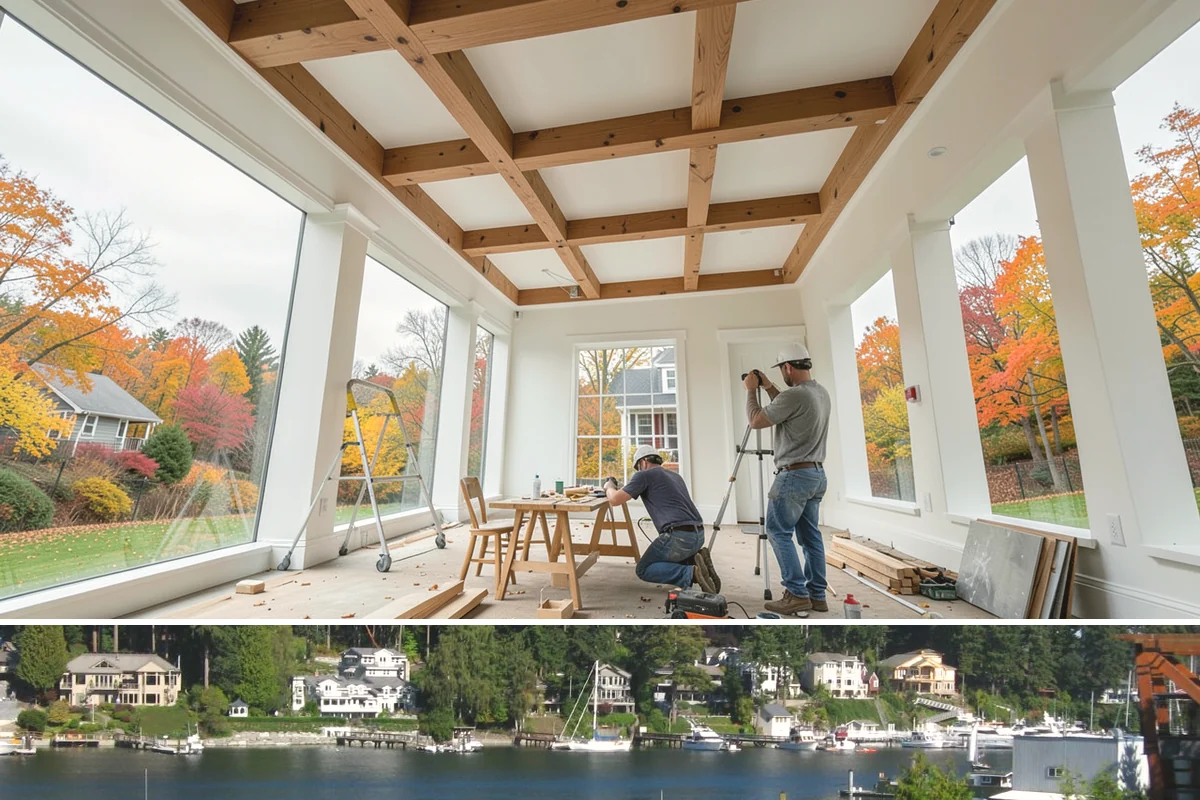 Tray Ceiling Construction in Gig Harbor, Pierce County, WA - Tray ceiling construction is indoor work suited to any time of year.