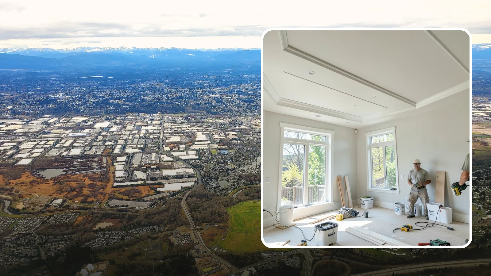 Tray Ceiling Construction in Kent, King County, WA - A recessed tray ceiling that adds subtle height, elegance, and visual interest to a room.