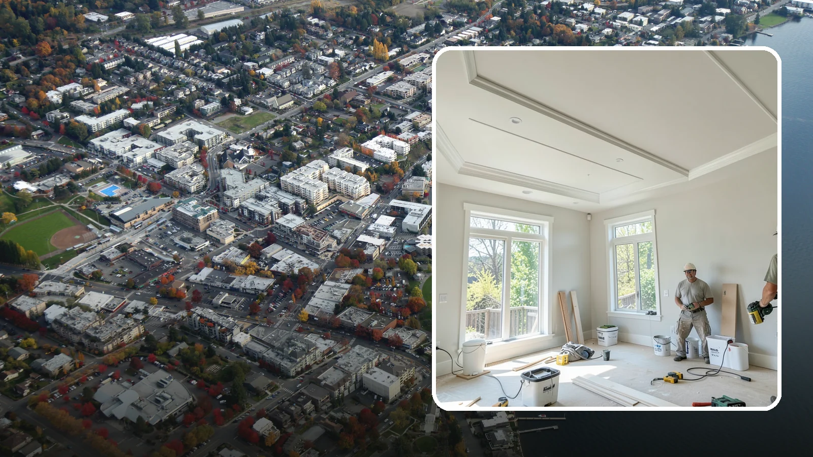 Tray Ceiling Construction in Kirkland, King County, WA - A recessed tray ceiling that adds subtle height, elegance, and visual interest to a room.