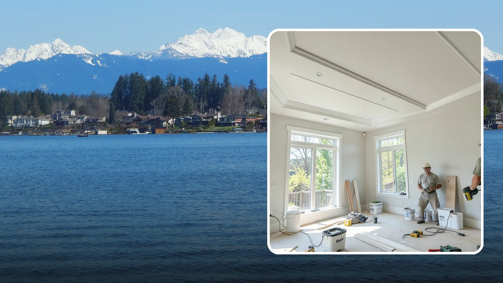 Tray Ceiling Construction in Lake Stevens, Snohomish County, WA - A recessed tray ceiling that adds subtle height, elegance, and visual interest to a room.