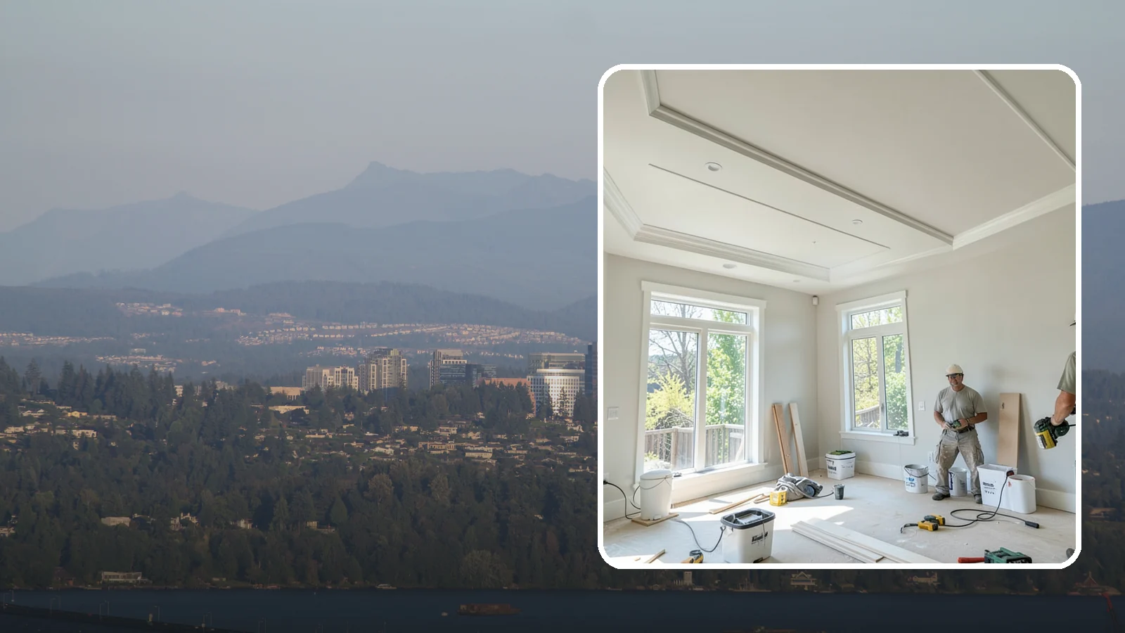 Tray Ceiling Construction in Medina, King County, WA - A recessed tray ceiling that adds subtle height, elegance, and visual interest to a room.