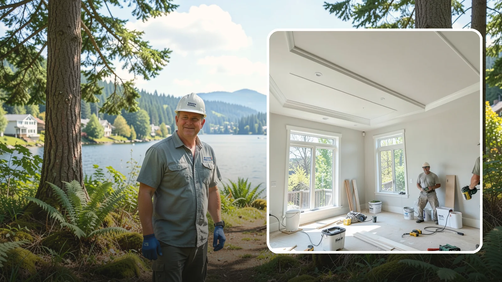 Tray Ceiling Construction in Milton, King County, WA - A recessed tray ceiling that adds subtle height, elegance, and visual interest to a room.