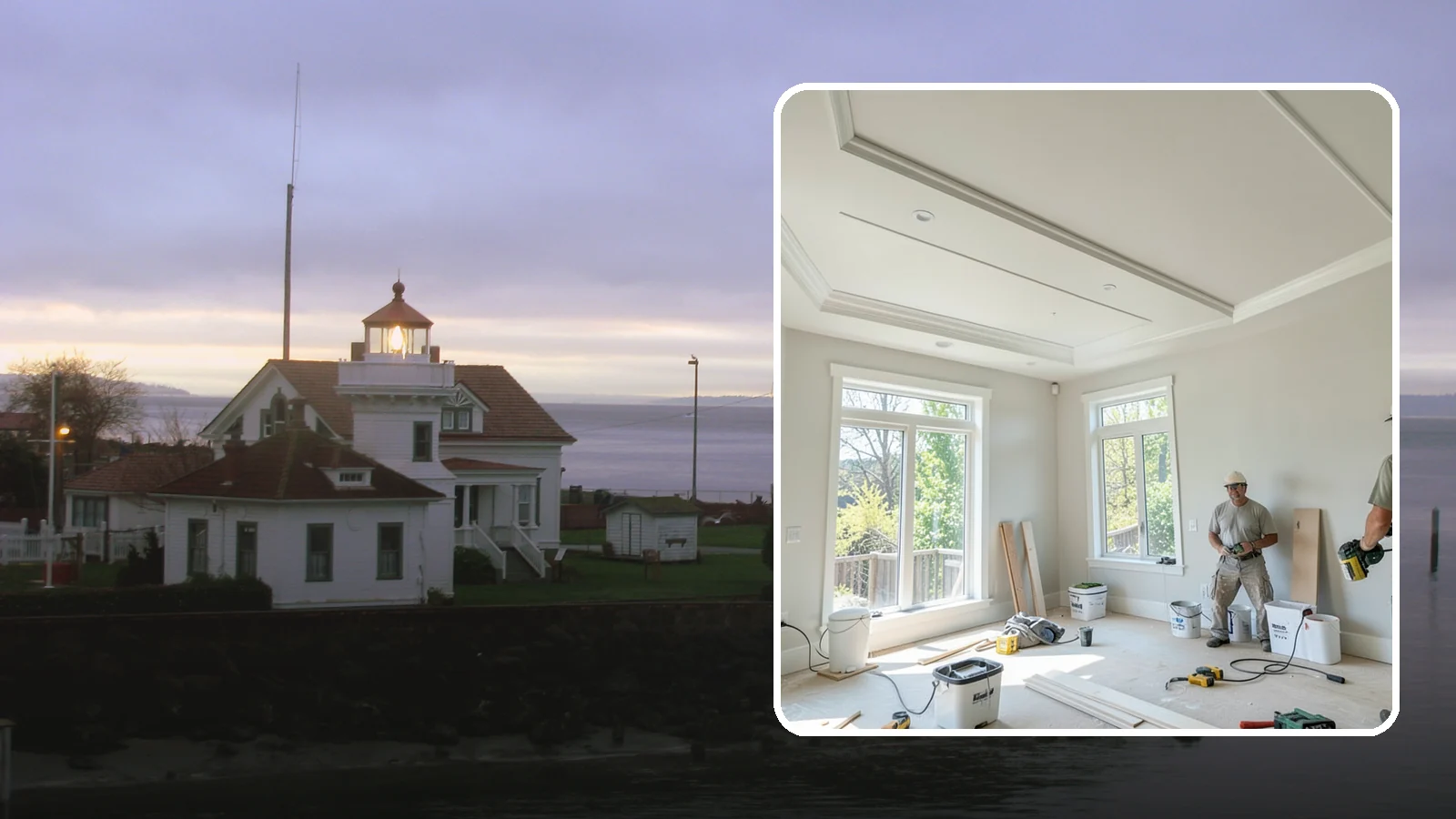 Tray Ceiling Construction in Mukilteo, Snohomish County, WA - A recessed tray ceiling that adds subtle height, elegance, and visual interest to a room.