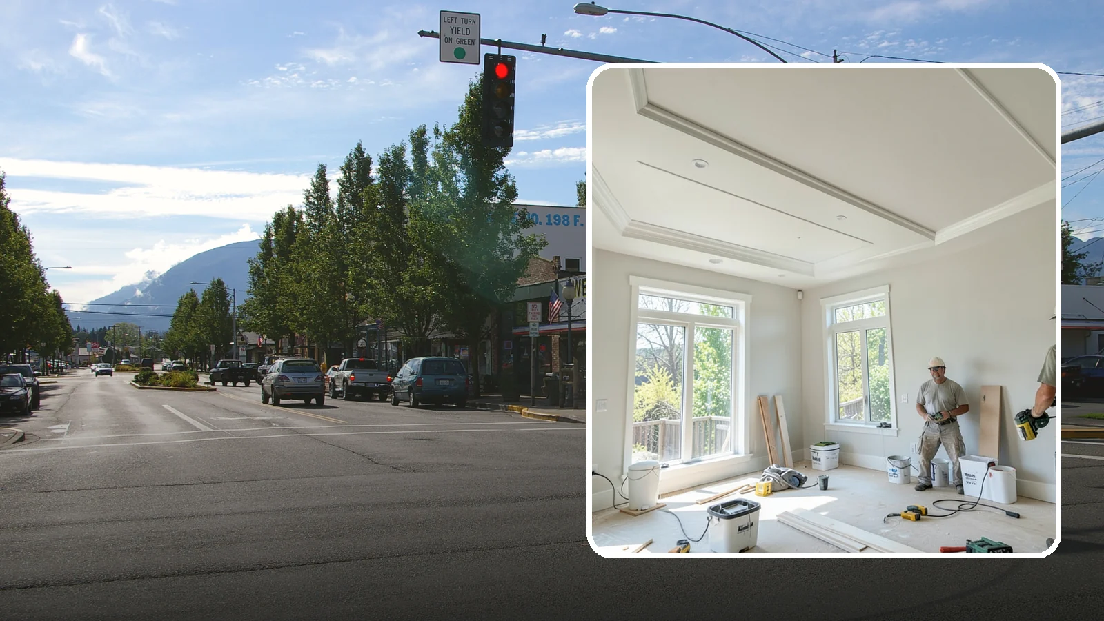 Tray Ceiling Construction in North Bend, King County, WA - A recessed tray ceiling that adds subtle height, elegance, and visual interest to a room.