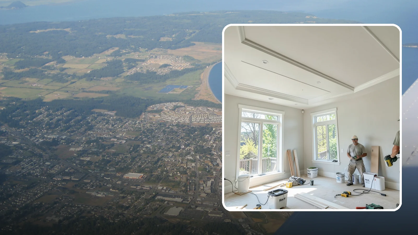 Tray Ceiling Construction in Oak Harbor, Island County, WA - A recessed tray ceiling that adds subtle height, elegance, and visual interest to a room.