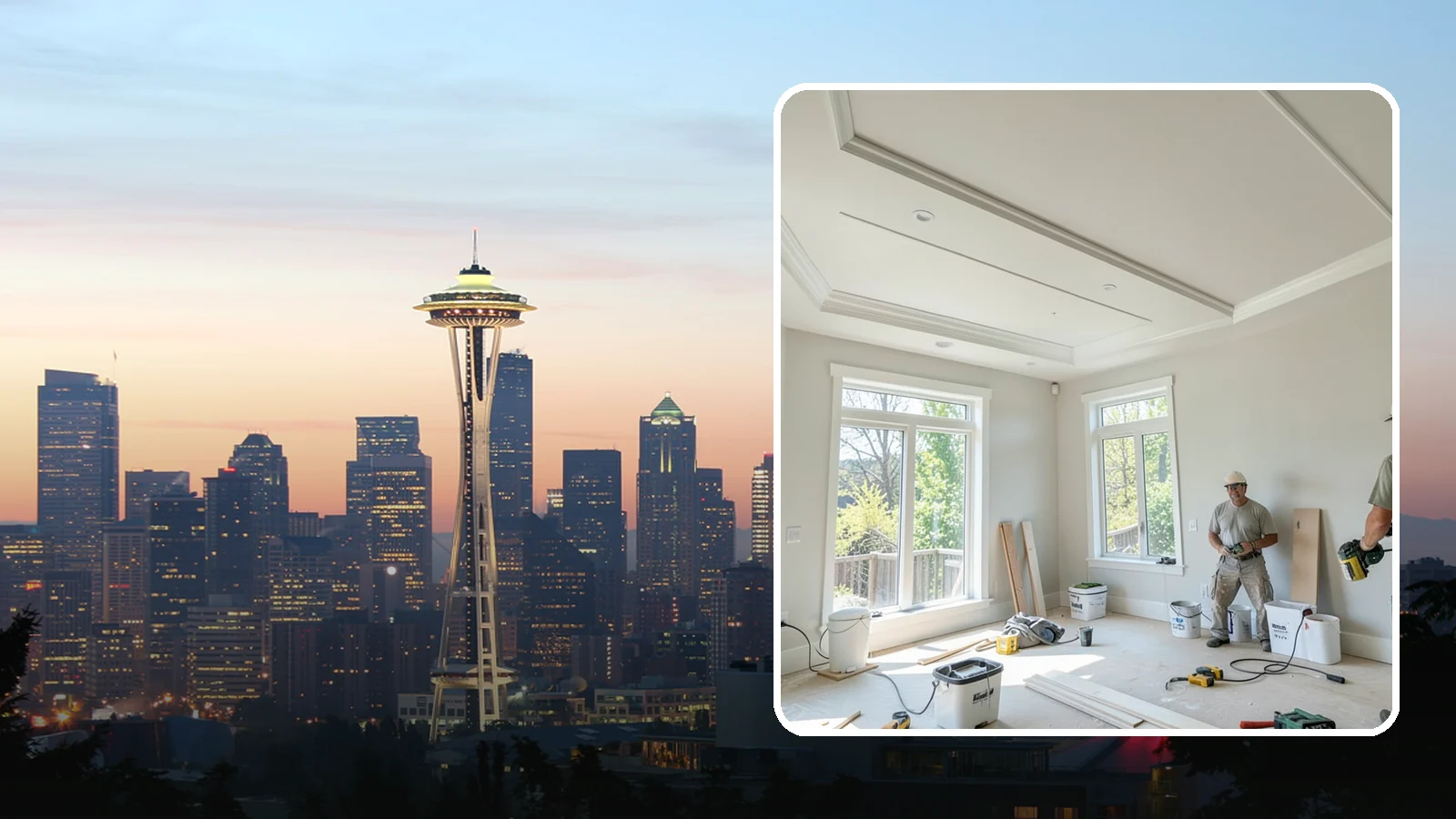 Tray Ceiling Construction in Seattle, King County, WA - A recessed tray ceiling that adds subtle height, elegance, and visual interest to a room.