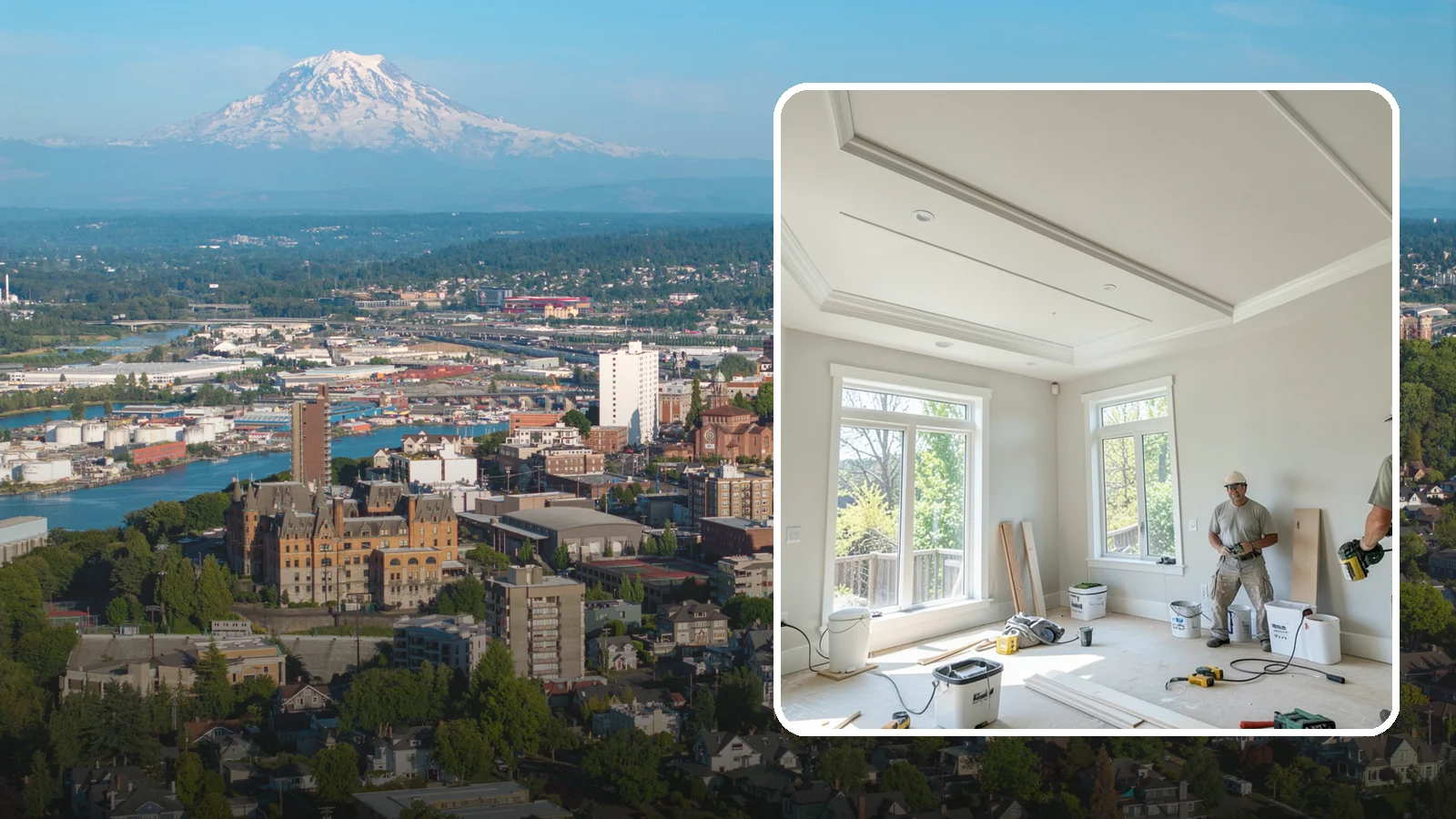 Tray Ceiling Construction in Tacoma, Pierce County, WA - A recessed tray ceiling that adds subtle height, elegance, and visual interest to a room.