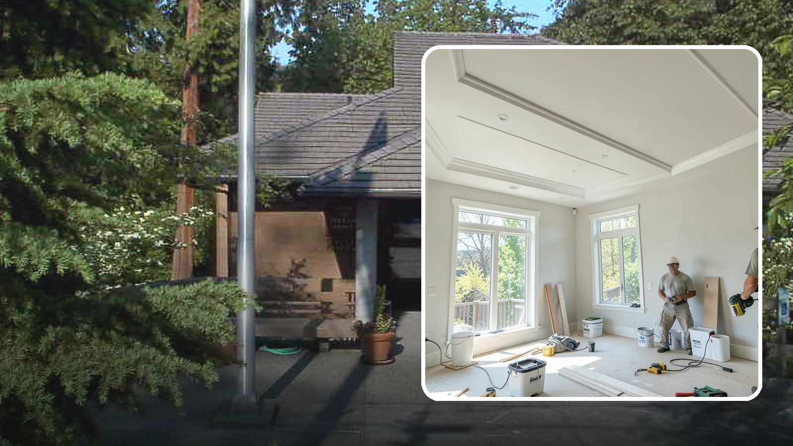 Tray Ceiling Construction in Yarrow Point, King County, WA - A recessed tray ceiling that adds subtle height, elegance, and visual interest to a room.