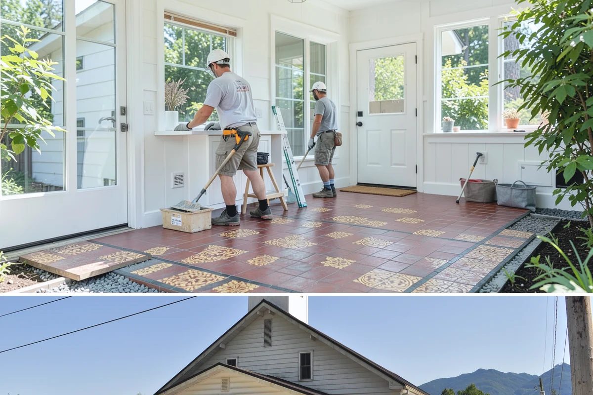 Trellis Construction in Concrete, Skagit County, WA - Early-season installation gives finishes time to set before spring planting takes hold.