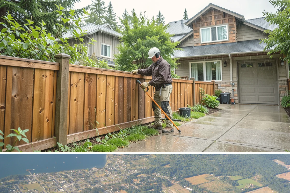 Trellis Construction in Coupeville, Island County, WA - Early-season installation gives finishes time to set before spring planting takes hold.