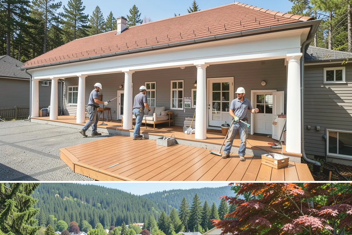 Trellis Construction in Index, Snohomish County, WA - Early-season installation gives finishes time to set before spring planting takes hold.