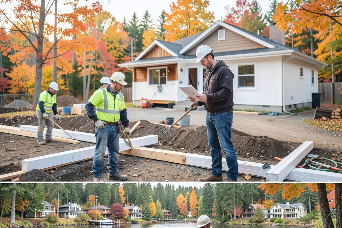 Trellis Construction in La Conner, Skagit County, WA - Early-season installation gives finishes time to set before spring planting takes hold.