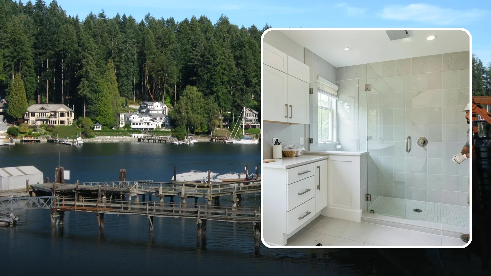 Tub-to-Shower Conversion in Gig Harbor, Pierce County, WA - A tub-to-shower conversion replaces a seldom-used bathtub with a practical, easy-access shower.