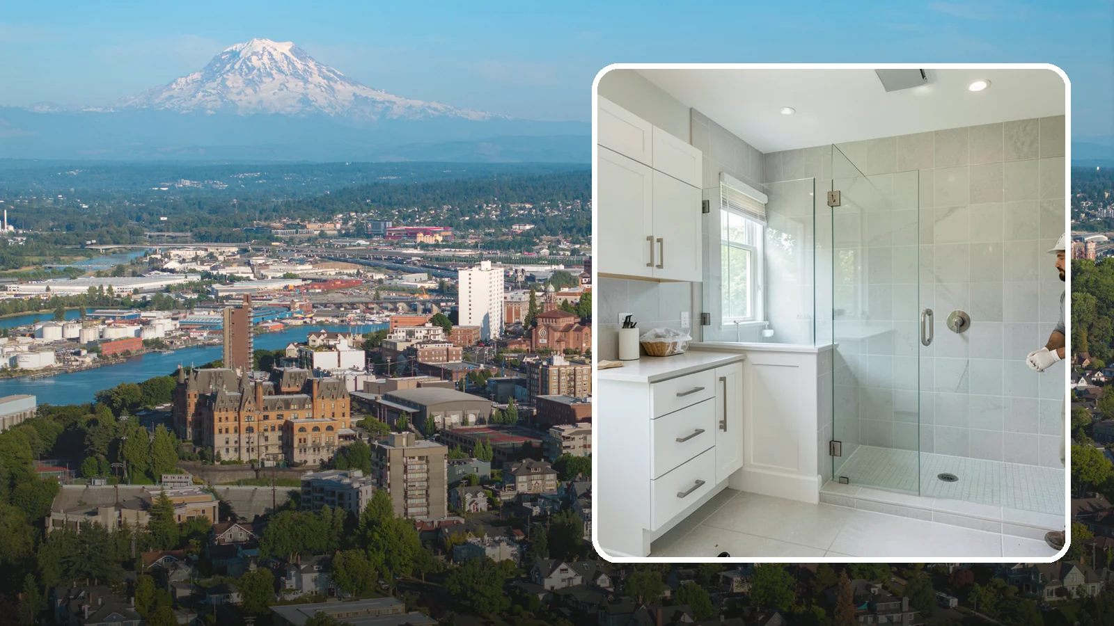 Tub-to-Shower Conversion in Tacoma, Pierce County, WA - A tub-to-shower conversion replaces a seldom-used bathtub with a practical, easy-access shower.
