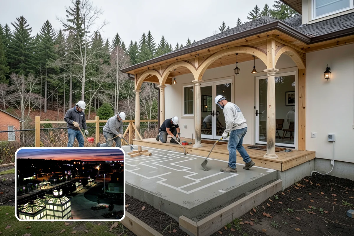 Two-Story Fireplace Construction in Auburn, King County, WA - Commanding focal point for vaulted great rooms