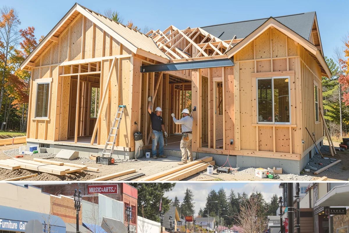 Two-Story Fireplace Construction in Bothell, King County, WA - This is a larger interior build best scheduled with lead time, often started in the drier months to align with the overall...