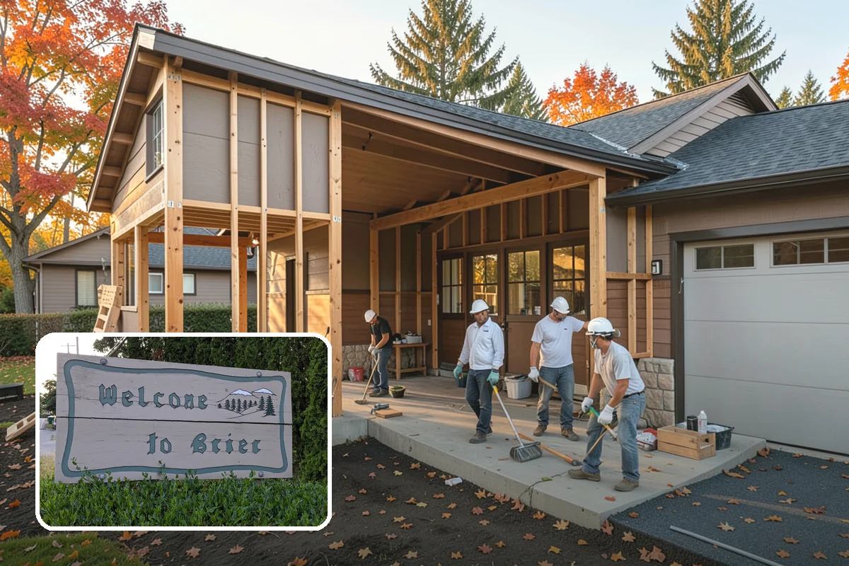 Two-Story Fireplace Construction in Brier, Snohomish County, WA - Commanding focal point for vaulted great rooms