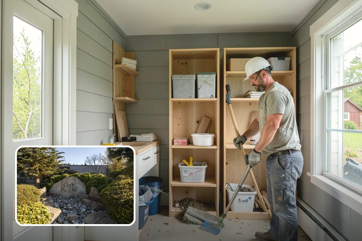 Two-Story Fireplace Construction in Clyde Hill, King County, WA - Commanding focal point for vaulted great rooms