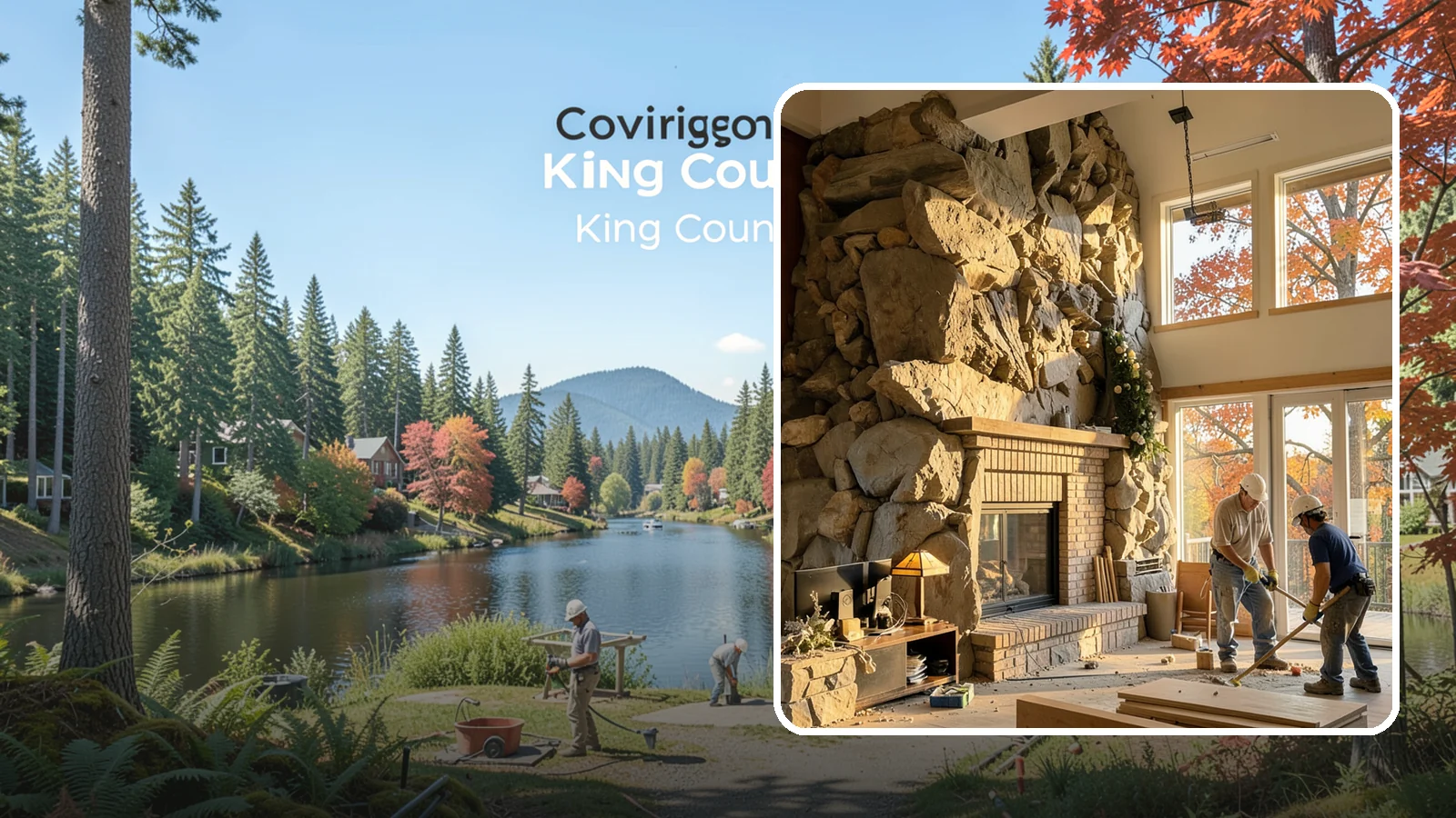 Two-Story Fireplace Construction in Covington, King County, WA - Dramatic floor-to-ceiling fireplaces engineered for great rooms and vaulted spaces.