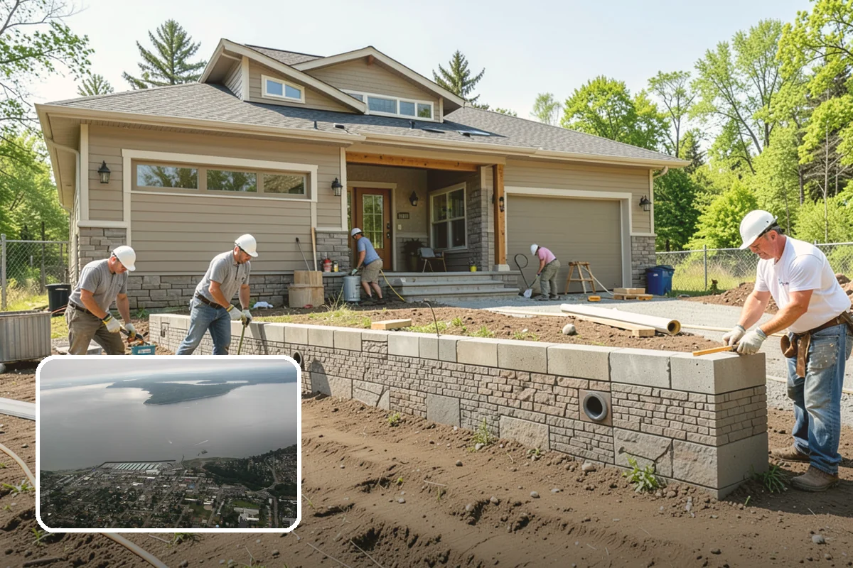 Two-Story Fireplace Construction in Des Moines, King County, WA - Commanding focal point for vaulted great rooms