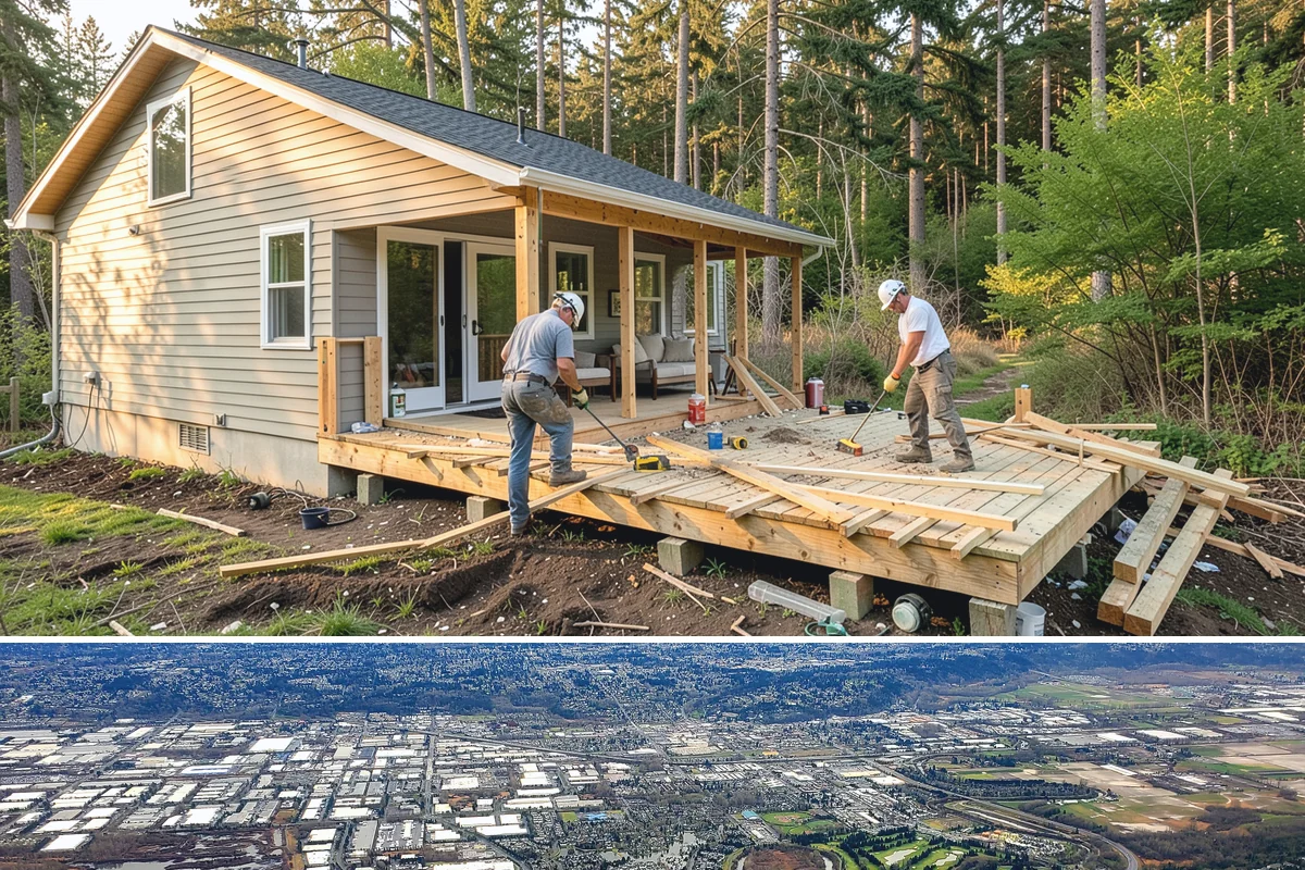 Two-Story Fireplace Construction in Kent, King County, WA - This is a larger interior build best scheduled with lead time, often started in the drier months to align with the overall...