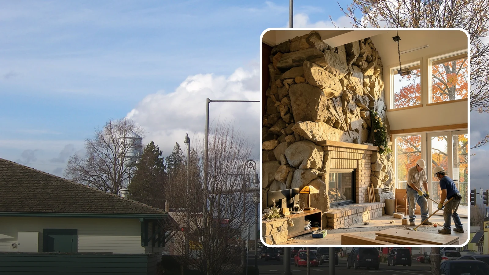 Two-Story Fireplace Construction in Marysville, Snohomish County, WA - Dramatic floor-to-ceiling fireplaces engineered for great rooms and vaulted spaces.