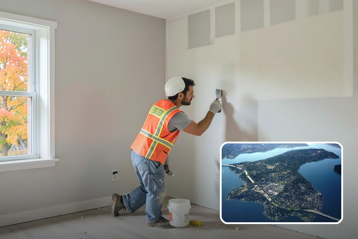 Two-Story Fireplace Construction in Mercer Island, King County, WA - Commanding focal point for vaulted great rooms