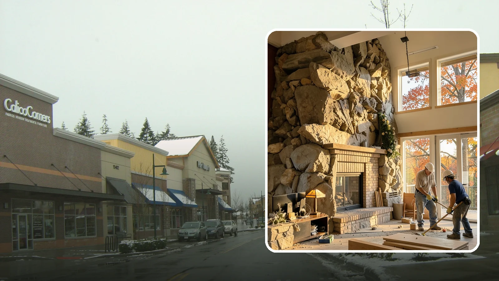 Two-Story Fireplace Construction in Mill Creek, Snohomish County, WA - Dramatic floor-to-ceiling fireplaces engineered for great rooms and vaulted spaces.