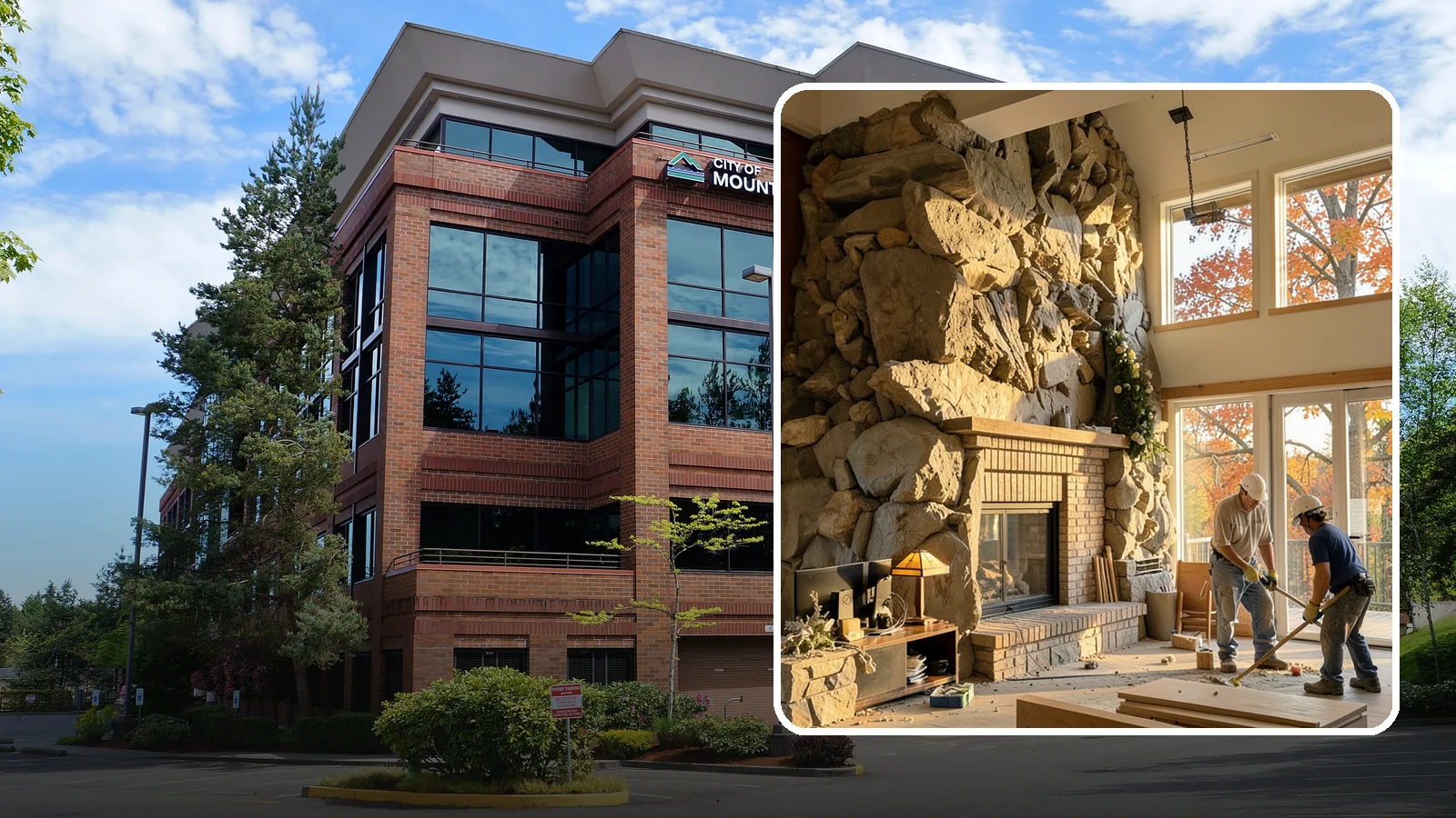 Two-Story Fireplace Construction in Mountlake Terrace, Snohomish County, WA - Dramatic floor-to-ceiling fireplaces engineered for great rooms and vaulted spaces.