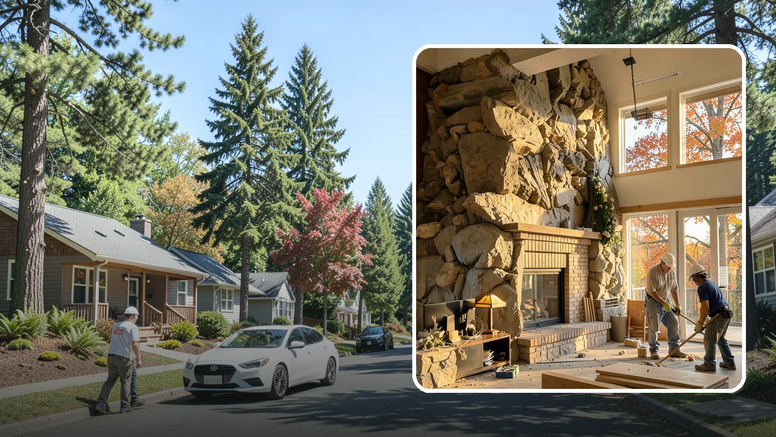Two-Story Fireplace Construction in Orting, Pierce County, WA - Dramatic floor-to-ceiling fireplaces engineered for great rooms and vaulted spaces.