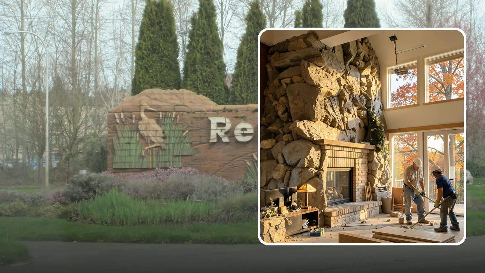 Two-Story Fireplace Construction in Renton, King County, WA - Dramatic floor-to-ceiling fireplaces engineered for great rooms and vaulted spaces.