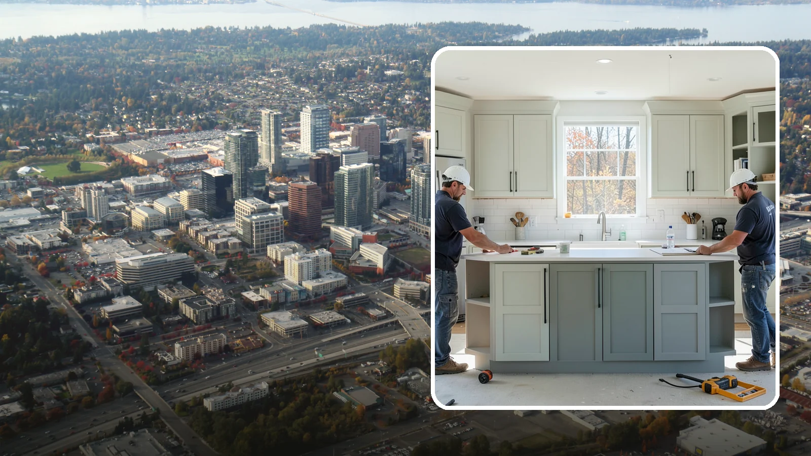 Two-Tone Cabinet Installation in Bellevue, King County, WA - Installing cabinetry in two coordinated colors or finishes to create depth and visual interest.