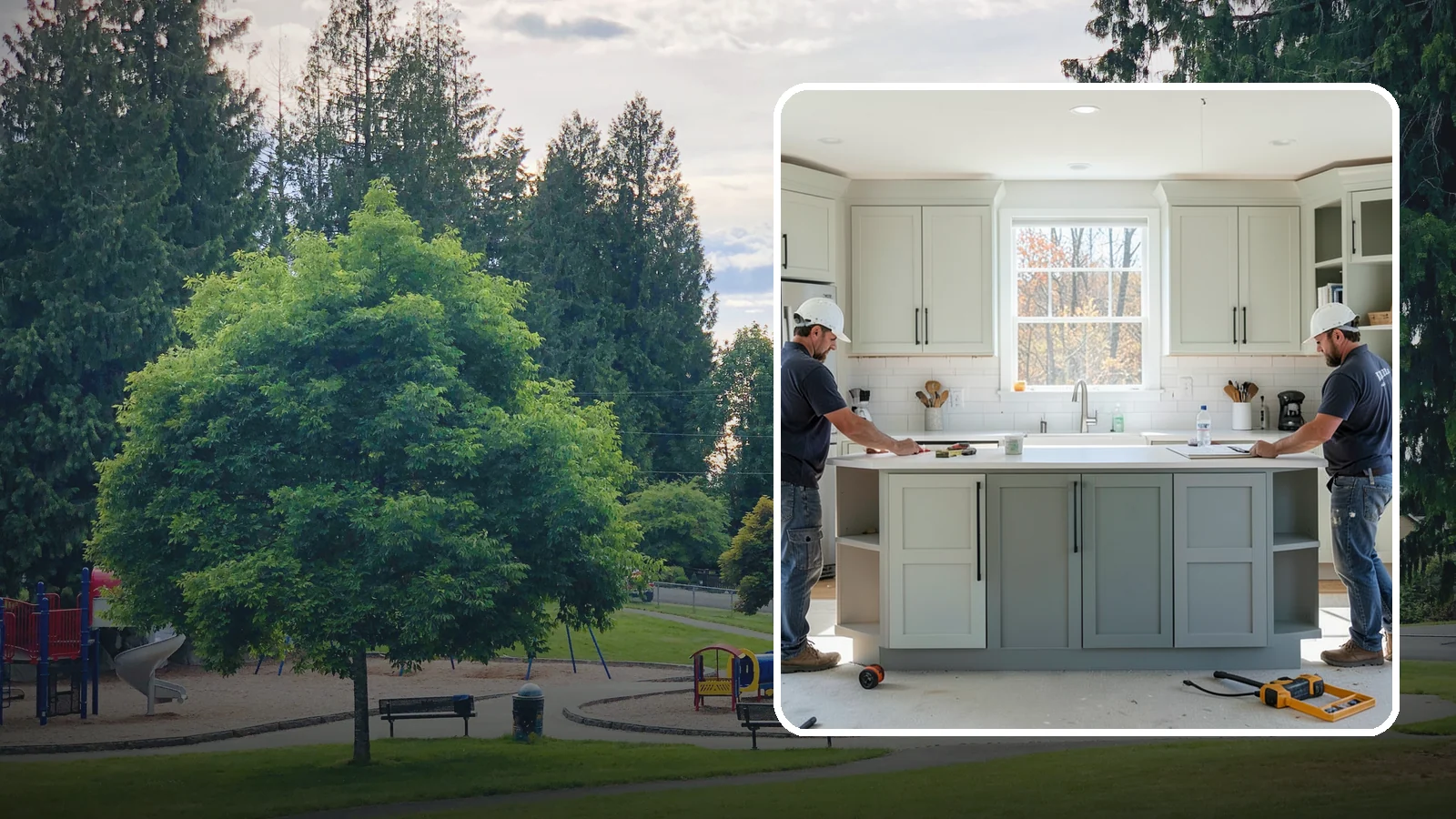 Two-Tone Cabinet Installation in Bonney Lake, Pierce County, WA - Installing cabinetry in two coordinated colors or finishes to create depth and visual interest.