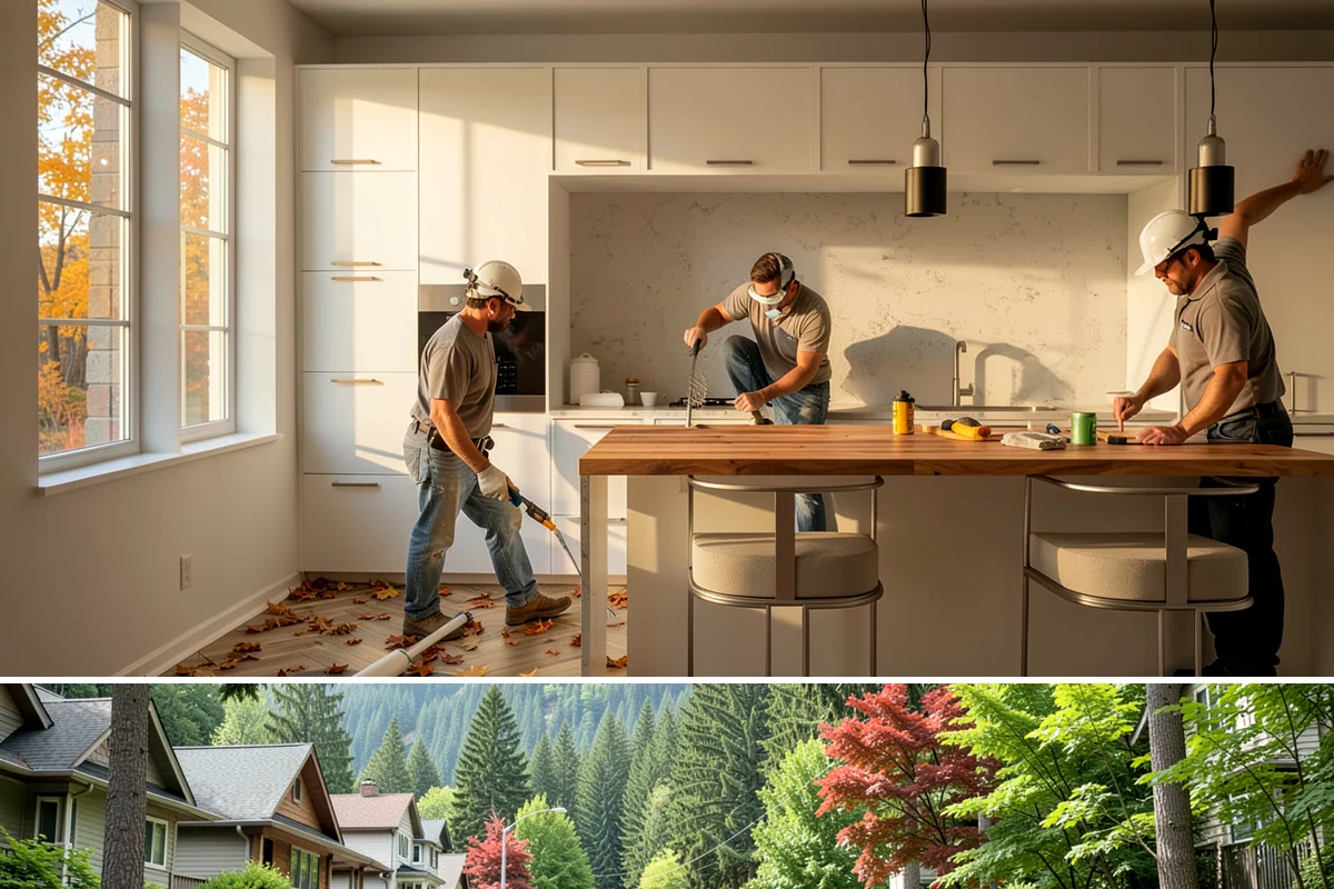 Two-Tone Cabinet Installation in Darrington, Snohomish County, WA - Two-tone installation fits any season and readies a stylish kitchen for holiday hosting when done in fall.