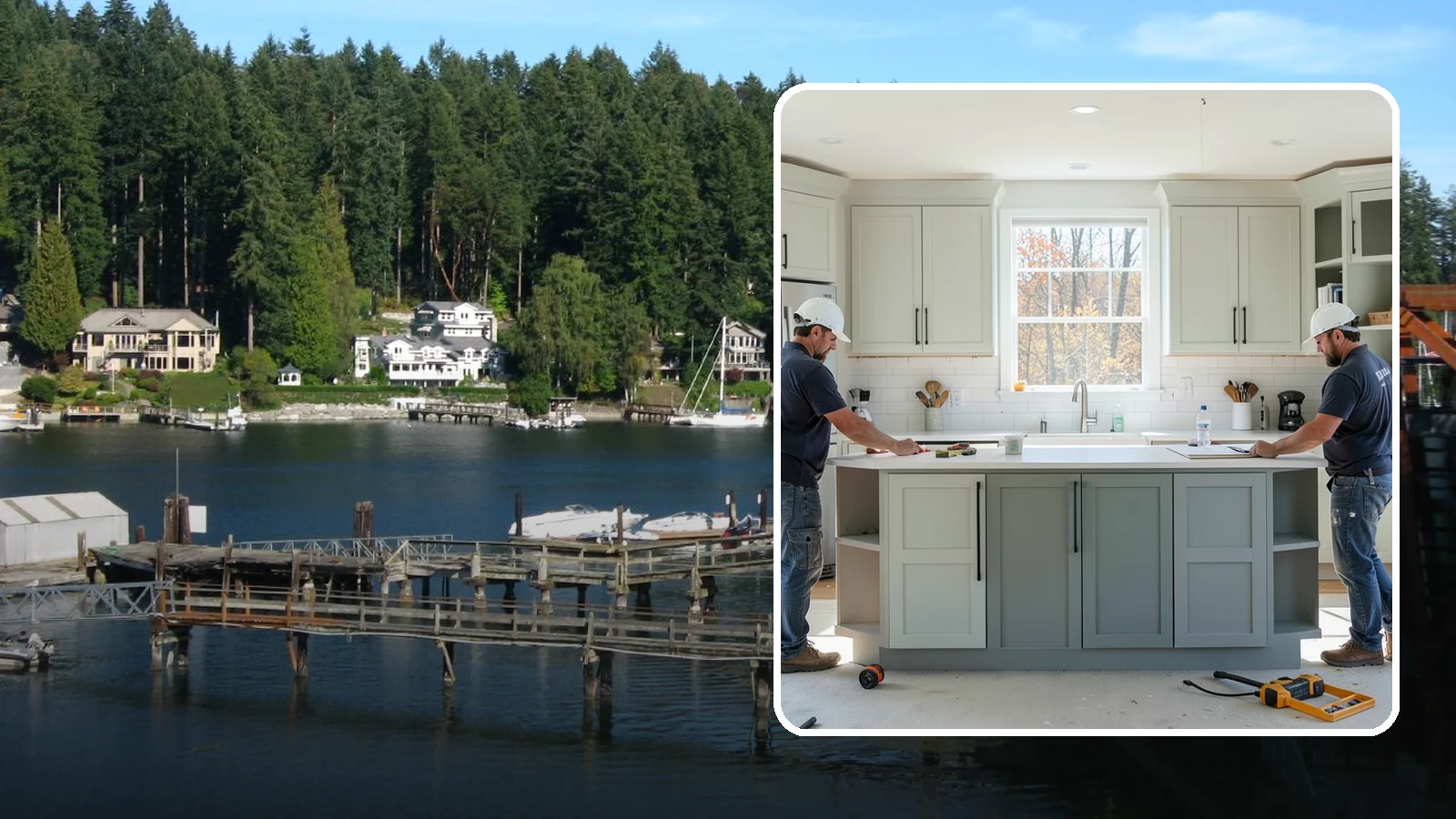 Two-Tone Cabinet Installation in Gig Harbor, Pierce County, WA - Installing cabinetry in two coordinated colors or finishes to create depth and visual interest.
