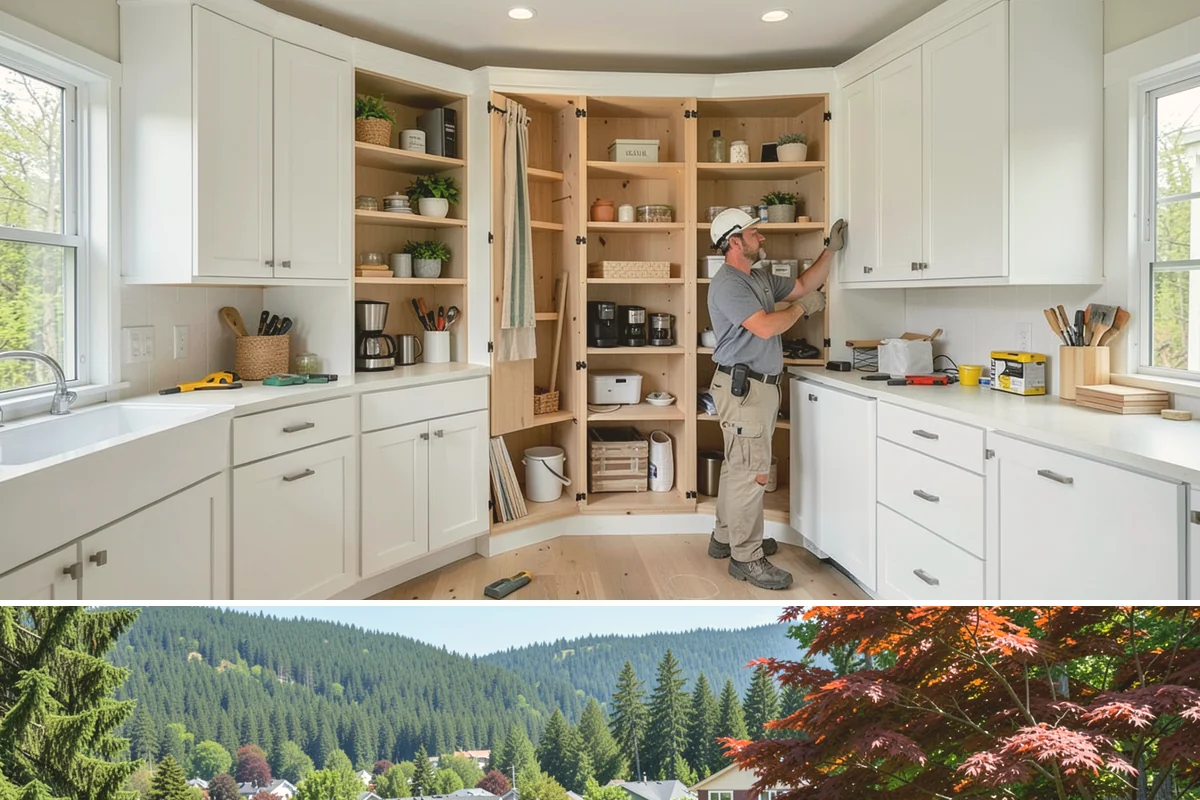 Two-Tone Cabinet Installation in Index, Snohomish County, WA - Two-tone installation fits any season and readies a stylish kitchen for holiday hosting when done in fall.