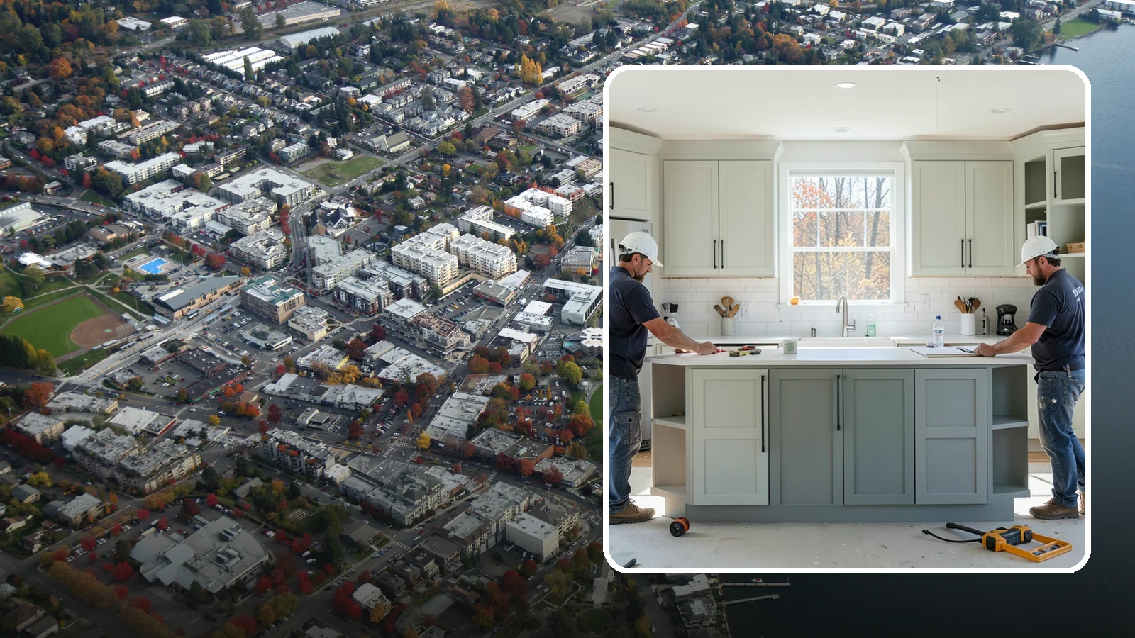 Two-Tone Cabinet Installation in Kirkland, King County, WA - Installing cabinetry in two coordinated colors or finishes to create depth and visual interest.