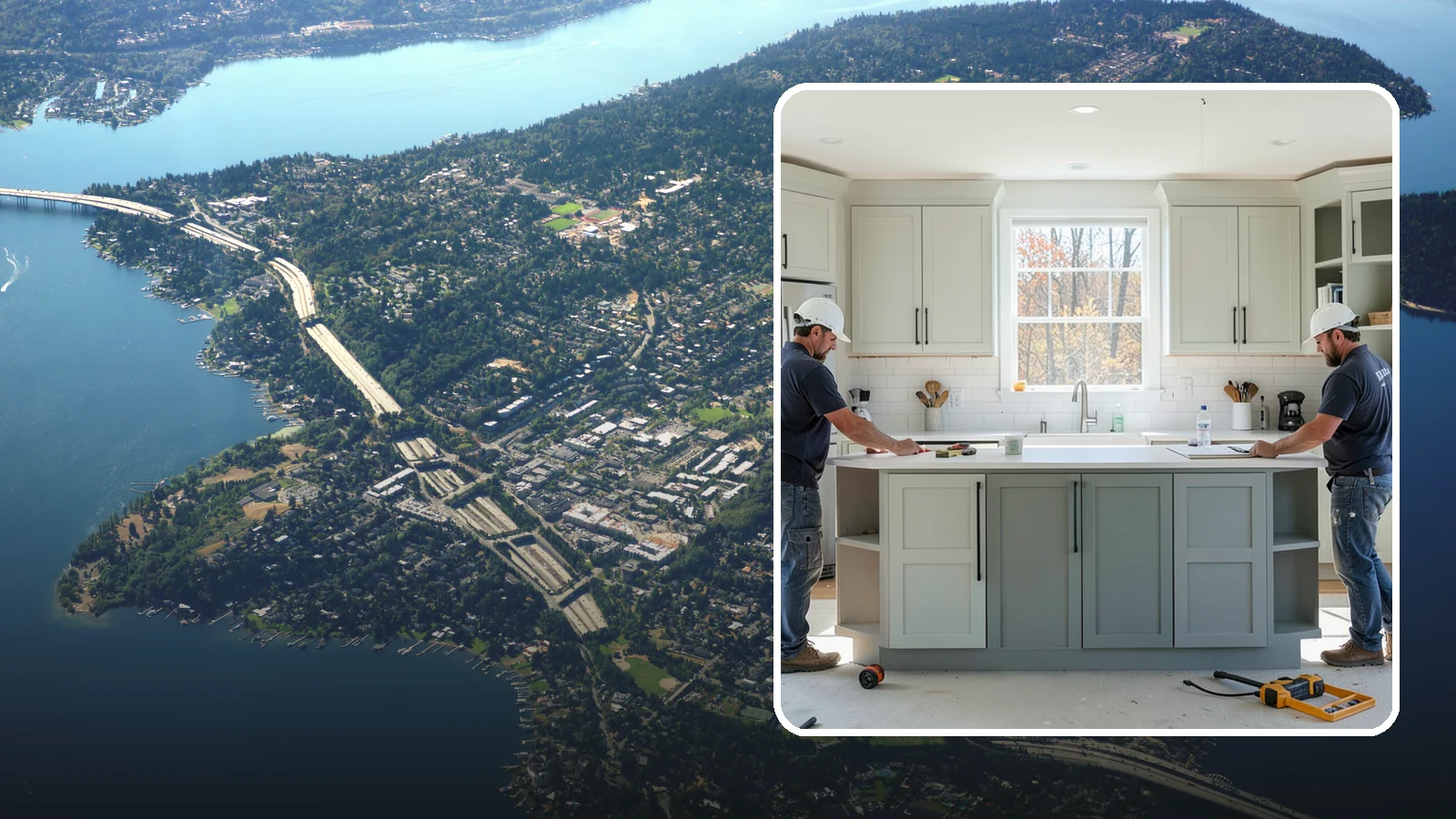 Two-Tone Cabinet Installation in Mercer Island, King County, WA - Installing cabinetry in two coordinated colors or finishes to create depth and visual interest.