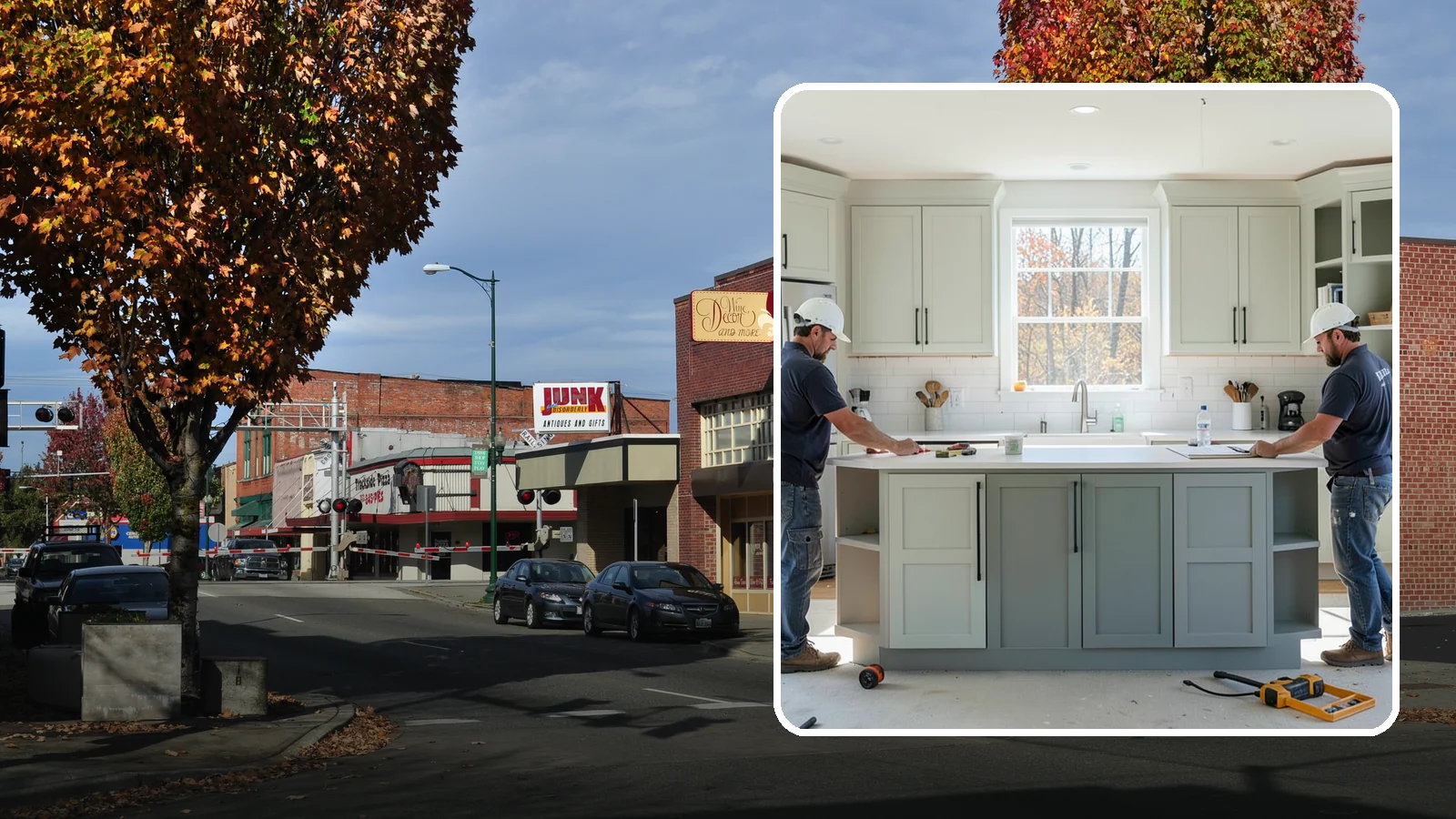 Two-Tone Cabinet Installation in Puyallup, Pierce County, WA - Installing cabinetry in two coordinated colors or finishes to create depth and visual interest.