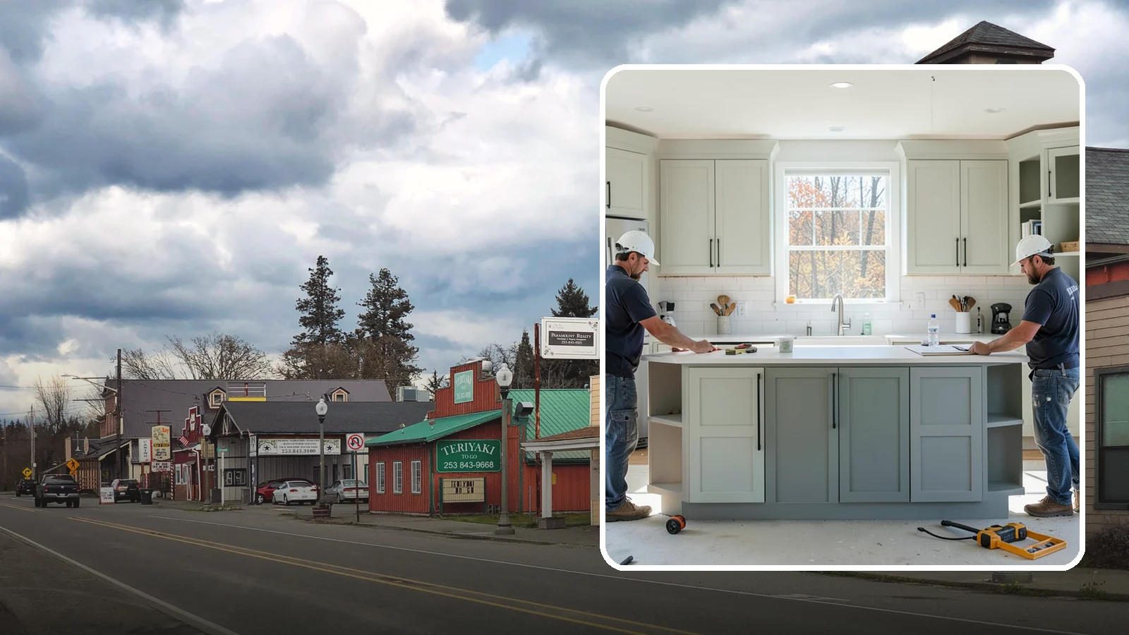 Two-Tone Cabinet Installation in Roy, Pierce County, WA - Installing cabinetry in two coordinated colors or finishes to create depth and visual interest.