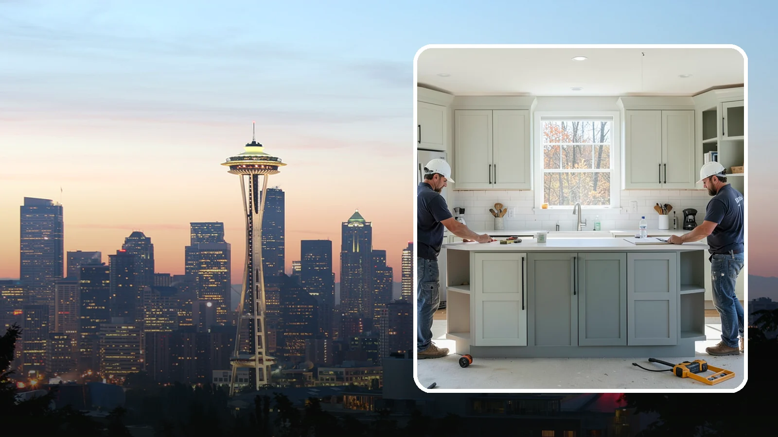Two-Tone Cabinet Installation in Seattle, King County, WA - Installing cabinetry in two coordinated colors or finishes to create depth and visual interest.