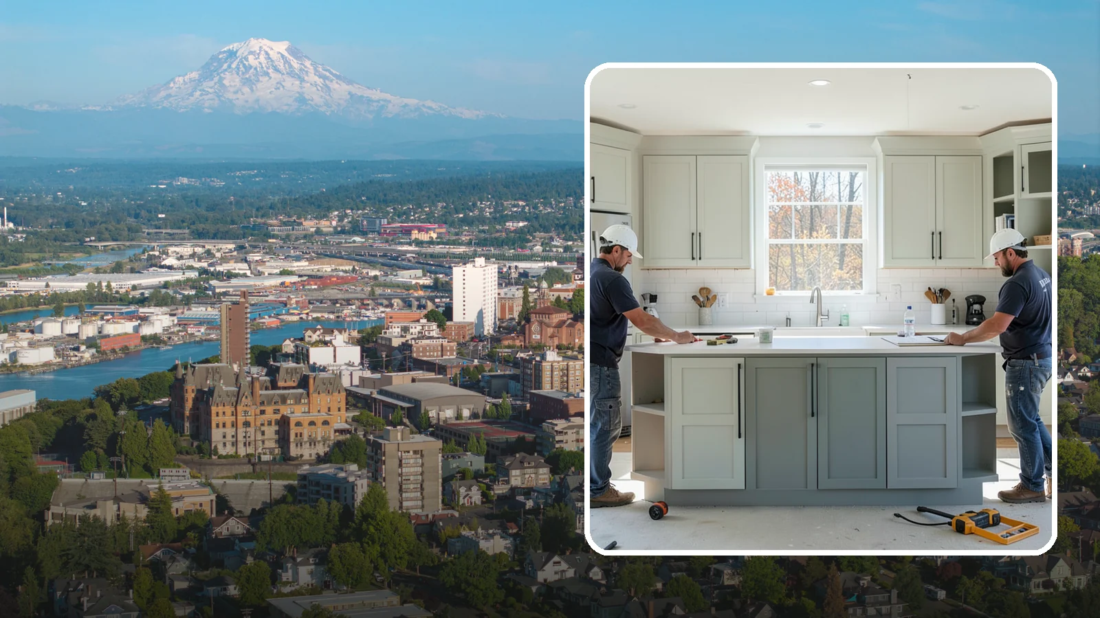 Two-Tone Cabinet Installation in Tacoma, Pierce County, WA - Installing cabinetry in two coordinated colors or finishes to create depth and visual interest.
