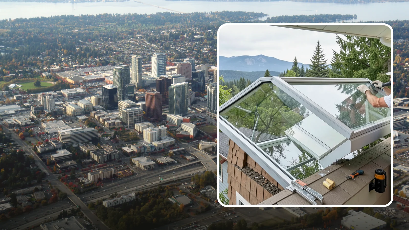 Venting Skylight Installation in Bellevue, King County, WA - Operable skylights that add natural light and release heat and moisture from kitchens and baths.