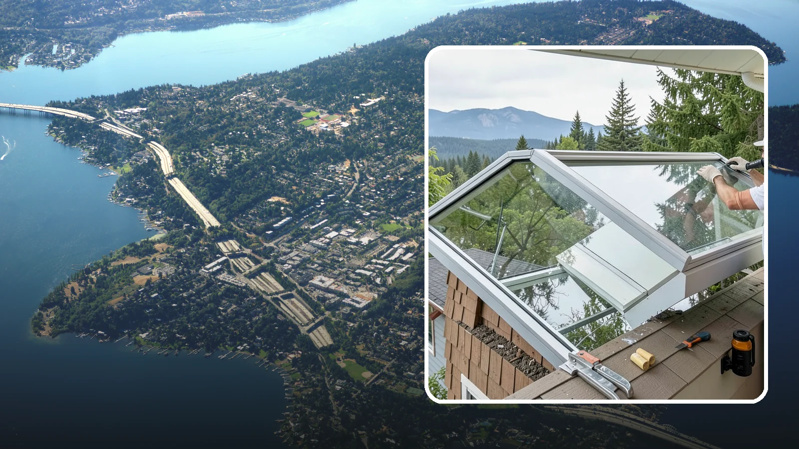 Venting Skylight Installation in Mercer Island, King County, WA - Operable skylights that add natural light and release heat and moisture from kitchens and baths.