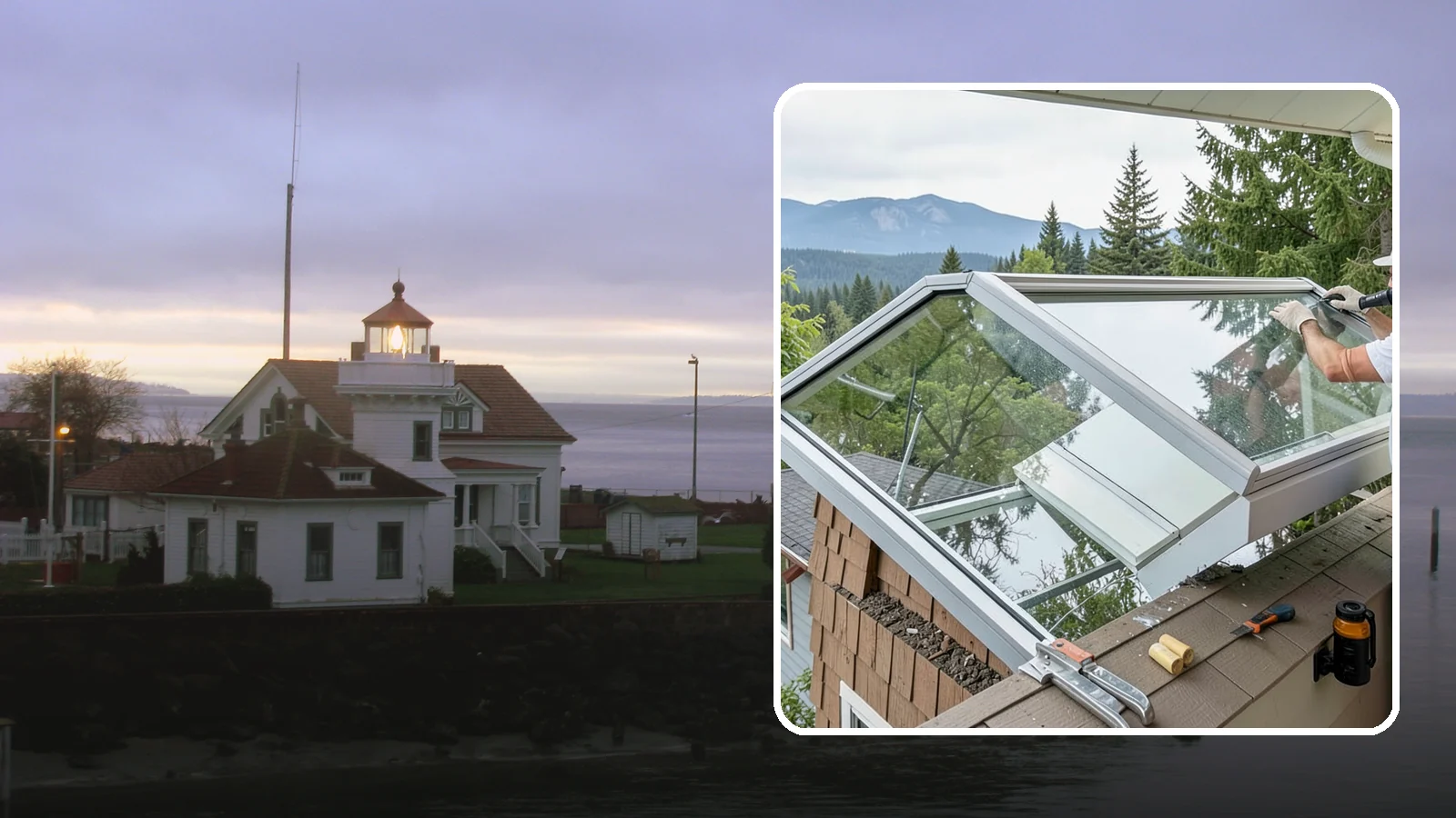 Venting Skylight Installation in Mukilteo, Snohomish County, WA - Operable skylights that add natural light and release heat and moisture from kitchens and baths.