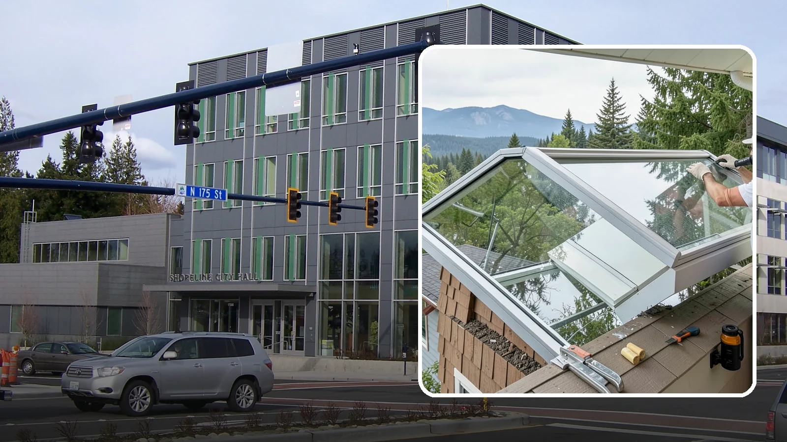 Venting Skylight Installation in Shoreline, King County, WA - Operable skylights that add natural light and release heat and moisture from kitchens and baths.