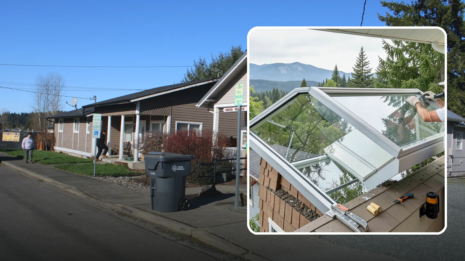 Venting Skylight Installation in South Prairie, Pierce County, WA - Operable skylights that add natural light and release heat and moisture from kitchens and baths.