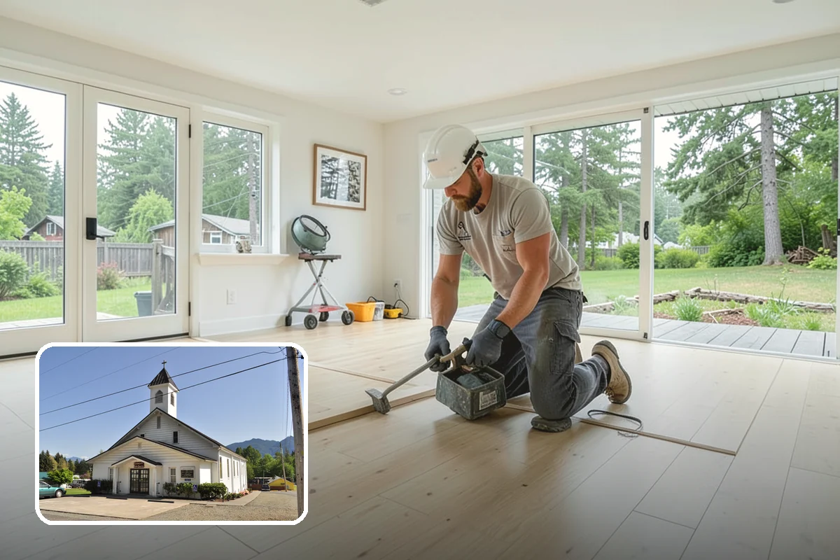 Vinyl Sheet Flooring in Concrete, Skagit County, WA - Nearly seamless, highly water-resistant surface